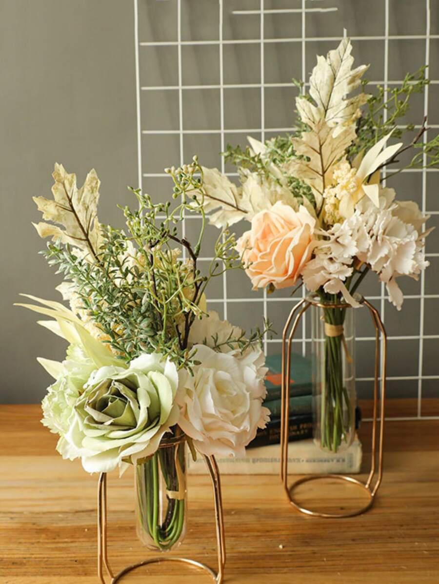 1束塑料人造花花束浪漫人造花束 - 彩色 - 查看 1