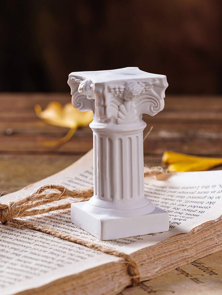 1pc Đồ trang trí bằng Polyresin, Thiết kế cột La Mã Đồ trang trí thủ công cho bàn Quà tặng tốt nhất - trắng - Xem 1