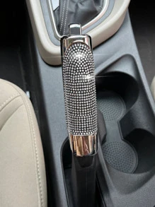 Cubierta de freno de mano de coche con diseño de diamante de imitación - Blanco - Ver 2