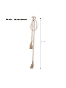 1pc Wooden Wall Hanging, Tassel & Bead Decor Hanging Decoration For Home,Home Decor ,Room Decor,Wall Decor - Apricot - View 4