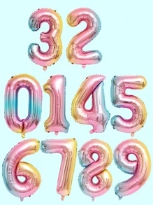 kumozawa 1 pieza Globo de número de 32" de aluminio, decoración de fiesta linda, adecuado para cumpleaños, bodas (excluido el inflador) - Multicolor - Ver 1