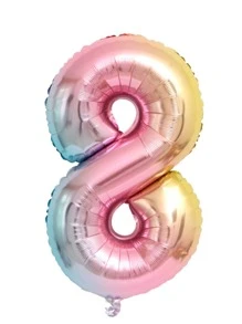 kumozawa 1 pieza Globo de número de 32" de aluminio, decoración de fiesta linda, adecuado para cumpleaños, bodas (excluido el inflador) - Multicolor - Ver 2