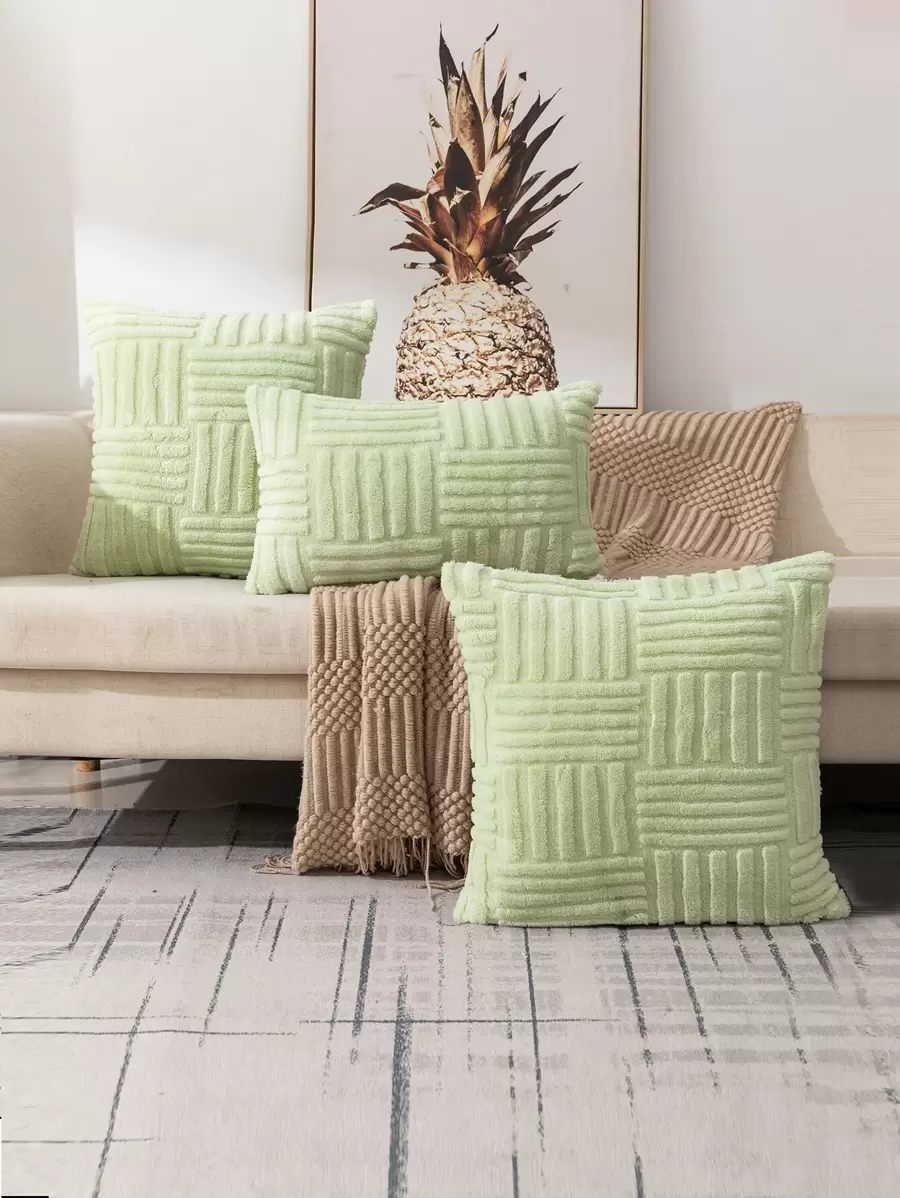 Vỏ Đệm Màu Xanh Lá Cây, Vải Trang Trí Vỏ Gối Cho Gia Đình - Màu xanh chanh - Xem 1