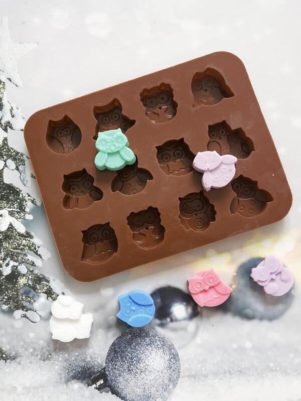 1pc Silicone Candy Mold, Cartoon Cute Owl Design Chocolate Mold For Kitchen Baking