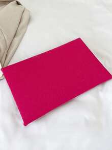 Neon-Pink Crocodile Embossed Envelope Bag Metal Decor Clutch Bag - Hot Pink - View 2