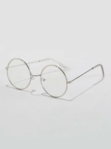 一副金属框时尚透明镜片眼镜，适合阅读、游戏、电脑、手机使用，缓解眼部疲劳，配饰 - 無色 - 查看 2