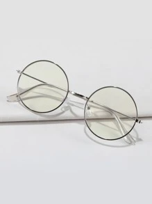 一副金属框时尚透明镜片眼镜，适合阅读、游戏、电脑、手机使用，缓解眼部疲劳，配饰 - 無色 - 查看 4