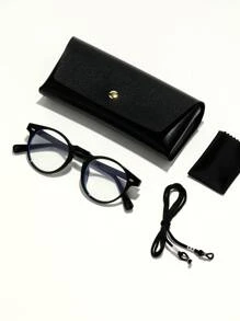 1pc 90s Bohemian Retro OOTD Version Japanese Style 80s Personalized Preppy Style Hong Kong Style Korean Version Korean Japanese Student Retro Classic Rivet Non-Prescription Glasses Y2K - Black - View 1