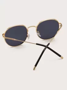 Elegant 1 Pc Women's Metal Frame Round Fashion Eyeglasses For Daily Outing Use Shades Beach Accessories - Black - View 5