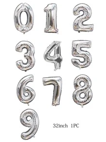 1 pieza Globo decorativo moderno con diseño de letra para fiesta - Plateado - Ver 2