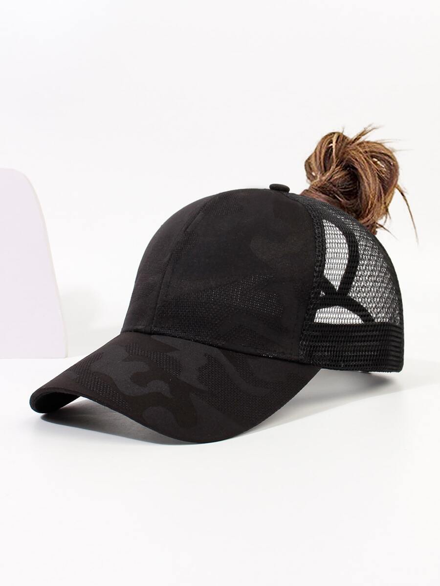 1pc Women Fashion Best Camo Print Trucker Hat Casual - Black - View 1