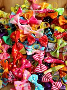 20pcs Random Color Bow Decor Pet Rubber Band - Multicolor - View 2