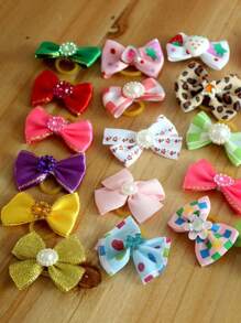 20pcs Random Color Bow Decor Pet Rubber Band - Multicolor - View 4