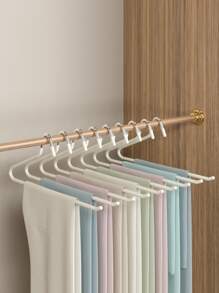 5pcs Modern Minimalist Black & Beige Swan-shaped Pants Hangers With Non-slip Coating For Clothes Organizing