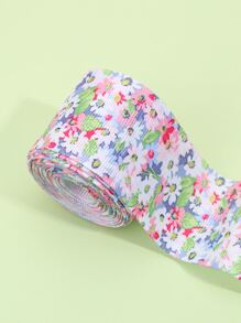 1 rollo Cinta de filamento poliéster regalo fresco con estampado floral para fiesta - Multicolor - Ver 3
