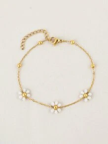 花朵裝飾手環 - 金黃色 - 查看 1