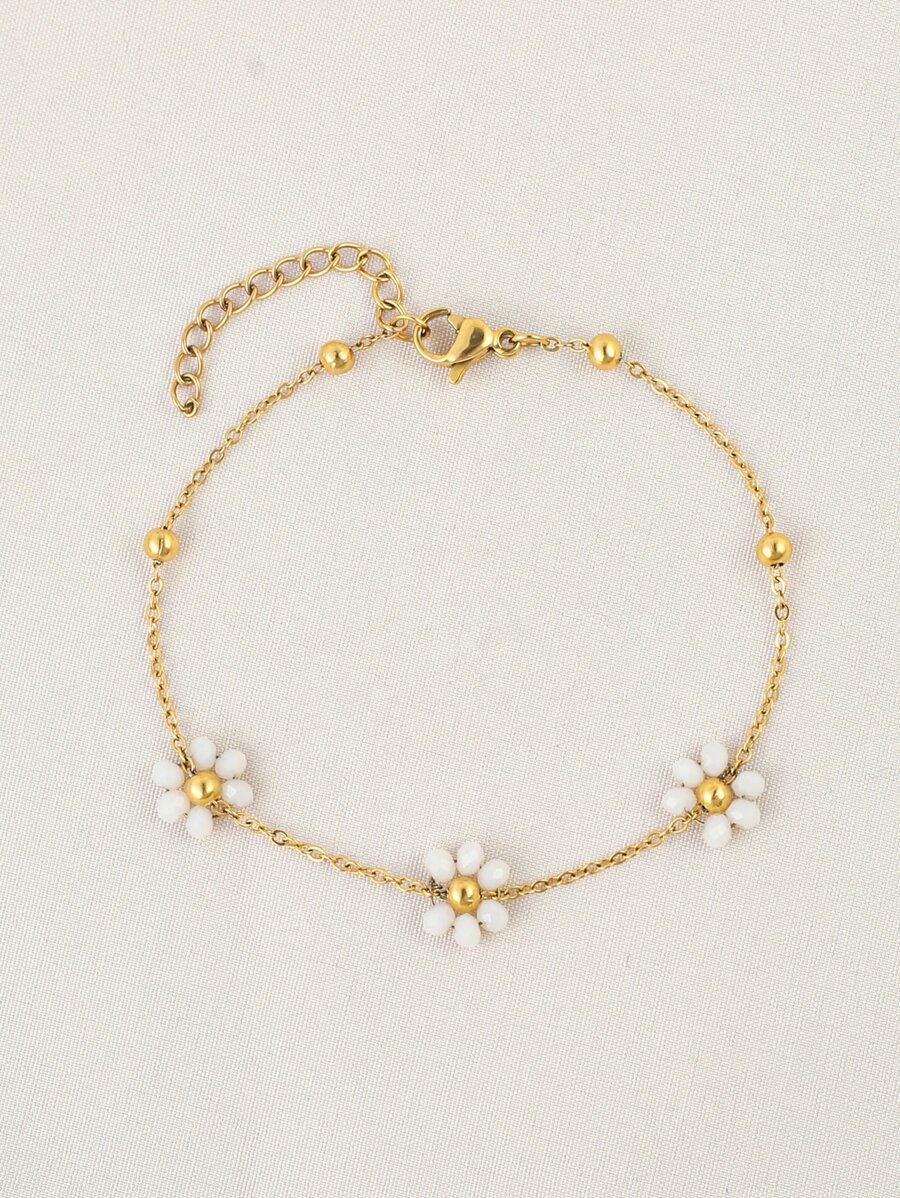 花朵裝飾手環 - 金黃色 - 查看 1