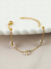 花朵裝飾手環 - 金黃色 - 查看 3