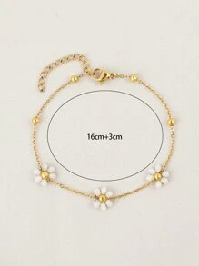 花朵裝飾手環 - 金黃色 - 查看 4