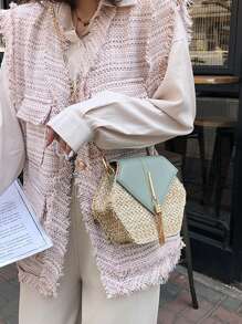 Yogodlns Túi Crossbody Nữ Tua Khối Màu Chuỗi Kỳ nghỉ - màu xanh lá - Xem 5