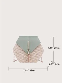 Yogodlns Túi Crossbody Nữ Tua Khối Màu Chuỗi Kỳ nghỉ - màu xanh lá - Xem 7