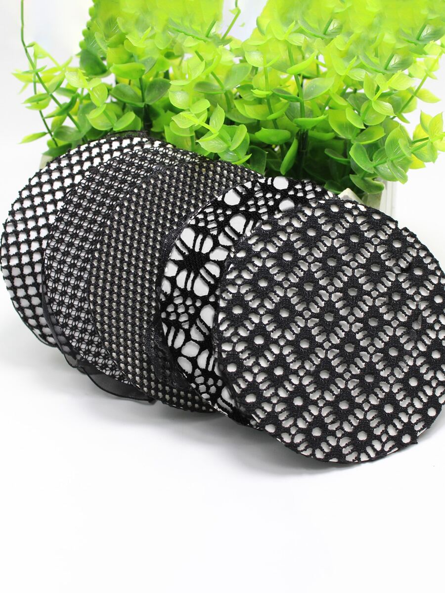 5个装纯色发髻网，休闲情人节礼物，发饰，马尾辫，发圈，发绳，发绳，马尾辫发圈，发圈，头饰 - 黑色 - 查看 1