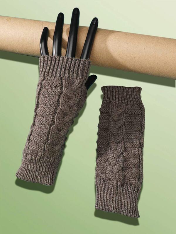 Fairycore Plain Knitted Fingerless Gloves SHEIN USA