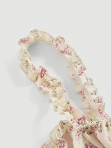 SHEIN MOD Top con estampado floral con cordón delantero bajo con fruncido - Multicolor - Ver 3