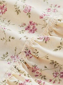 SHEIN MOD Top con estampado floral con cordón delantero bajo con fruncido - Multicolor - Ver 4