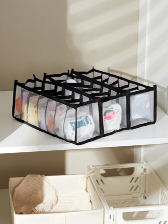 SHEIN 3 件套抽屉式收纳盒，带透气网眼，用于袜子/内衣/胸罩，包括 2 件胸罩收纳盒和 1 件袜子收纳盒