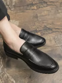 男士頂針設計圓頭工作黑色正裝樂福鞋 - 黑色 - 查看 2