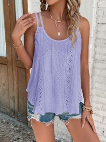 SHEIN LUNE Áo khoác và áo lót dành cho xe tăng nữ Tranh thêu màu trơn Boho - Màu Lilac Tím - Xem 5