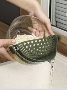 1pc Silicone Strainer Clamp, Creative Green Pot Strainer For Kitchen - Army Green - View 1