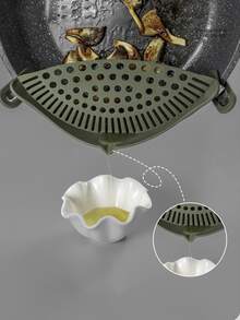 1pc Silicone Strainer Clamp, Creative Green Pot Strainer For Kitchen - Army Green - View 5