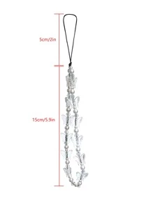 1pc Butterfly Decor Beaded Phone Lanyard - Clear - View 3