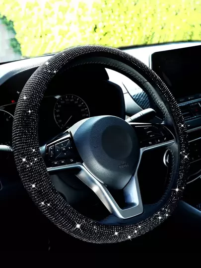 Cubierta del volante del coche con diseño de diamante de imitación