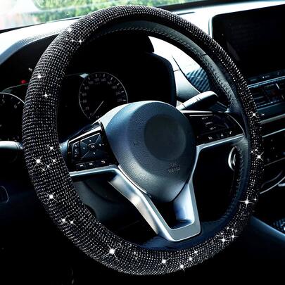 Cubierta del volante del coche con diseño de diamante de imitación