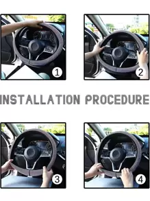 1件装水钻装饰汽车方向盘套，紫色汽车配件 - 粉色 - 查看 3