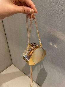 迷你金屬質感盒型包 - 金色 - 查看 2