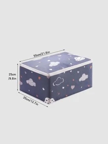 1pc Non-woven Fabric Foldable Storage Bag, Modernist Cloud Pattern Clothes Storage Bag For Bedroom - Navy Blue - View 3