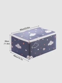 1pc Non-woven Fabric Foldable Storage Bag, Modernist Cloud Pattern Clothes Storage Bag For Bedroom - Navy Blue - View 4