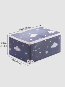 1pc Non-woven Fabric Foldable Storage Bag, Modernist Cloud Pattern Clothes Storage Bag For Bedroom - Navy Blue - View 5