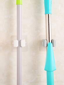 3入組/套免打孔塑料拖把架極簡灰色壁掛式浴室拖把和掃帚架