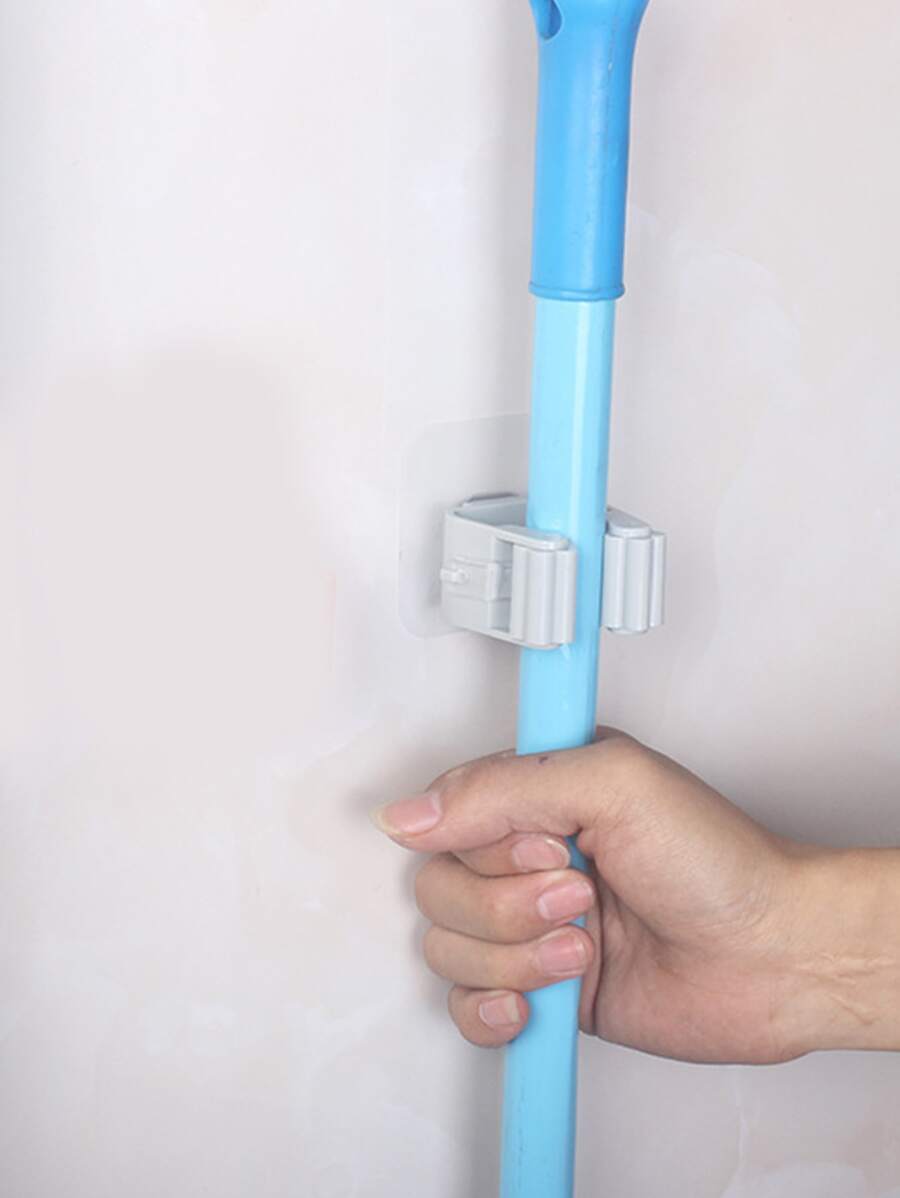 3入組/套免打孔塑料拖把架極簡灰色壁掛式浴室拖把和掃帚架