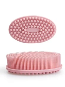 1 件装硅胶沐浴刷，简约双面粉色沐浴刷，适用于浴室浴室装饰夏季