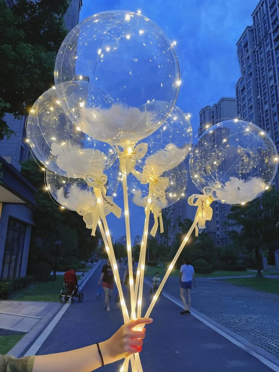 2入組/套PVC氣球創意透明羽毛裝飾派對慶典裝飾氣球 - 無色 - 查看 1