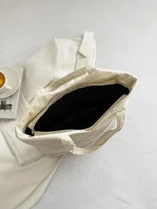 Minimalist Corduroy Square Bag - White - View 4
