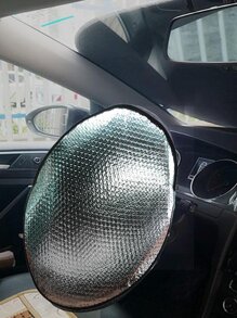 2 层铝箔汽车方向盘套，防晒 - 銀色 - 查看 1