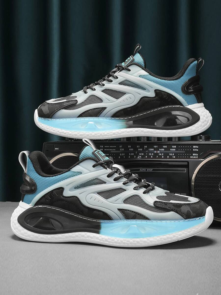 男士繫帶撞色運動戶外織物運動鞋 - 彩色 - 查看 1