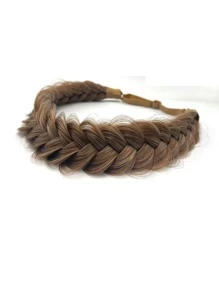 Woven Synthetic Hair Braid Headband - Coffee Brown - View 5